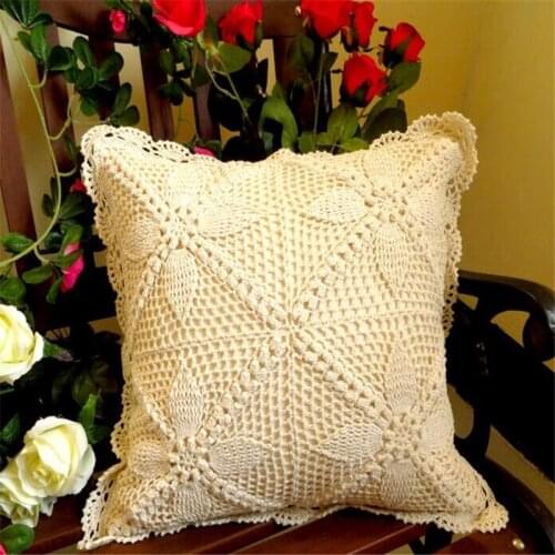 Free Shipping Crochet Throw Pillow Cushion Handmade Dakimakura Without inner 15inch 40x40cm Home Chair Decorate Waist Bloster