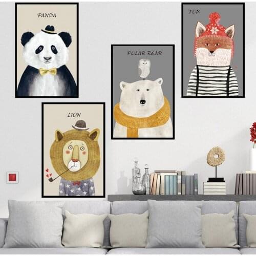 Large Wall Sticker Nordic Animal Cartoon Cute Self-stick Wall Paper for Living Room Bedroom Painting Wall Decoration