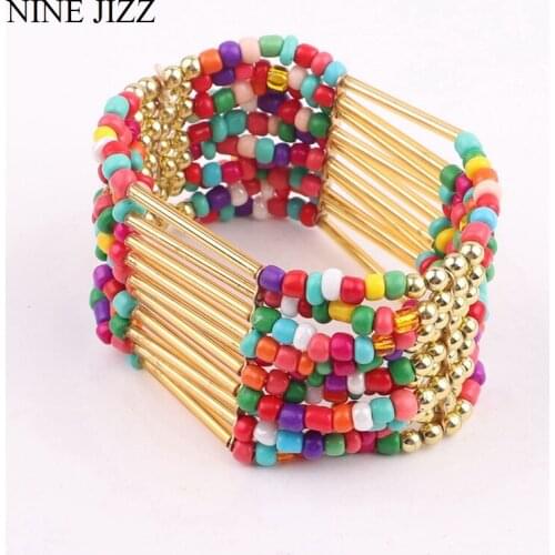 1 pc Bohemian Style Bangles Charming Multilayer Beaded Bracelet Womens fine Jewelry arty Gift Hot High quality