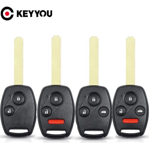 KEYYOU 2/3/4 Button Car Key Case Shell Remote Fob Cover For Honda Fit CRV Civic Insight Ridgeline HRV Jazz ACCORD 2003-2013
