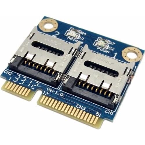 Dual TF Micro SD Card to Mini pcie pci express pci-express PCI-E Express with half Bracket Memory Card Reader Adapter