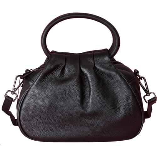 Elegant Soft Leather Circle Ring Hand Bag Dumpling Luxury Handbags Ruched Design Daily Pouch Small Female Crossbody Bag Cowhide