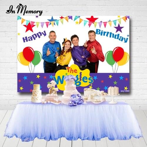 InMemory The Wiggles Theme Birthday Party Backdrops For Photo Studio Bunting Balloons Kids Photography Backgrounds 7x5ft Vinyl