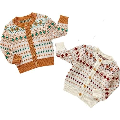 Autumn Spring Knitted Cardigan Sweater New Baby Boys Girls Cardigan Sweater Baby Clothes Toddler Fashion Print Sweater Kids Coat