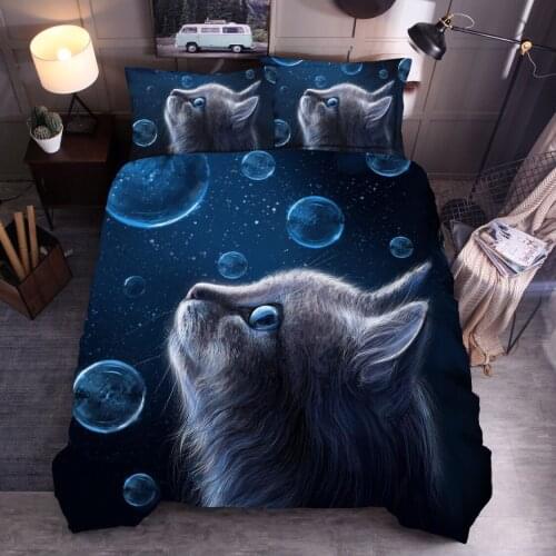 3D Bubble Cat Wolves Bedding Set Animal Duvet Cover Pillowcase Set Twin Full Queen King Bedclothes Quilt Cover Home Textiles