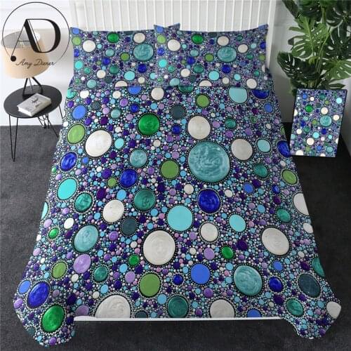 Mountain Zen by Amy Diener Bedding Set Gemstone Quilt Cover Queen 3D Printed Bed Cover Set Abstract Art Blue Purple Bedspreads