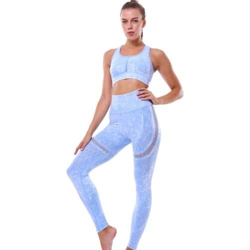Yoga Sets Women Gym Sports Set Elastic Sports Hight Waist Leggings Sportswear Workout Sets Women Yoga Sets Women Gym Sports Set