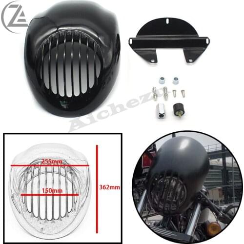 ACZ Black Motorcycle Front Cowl Fork Headlight Fairing Visor Grill Mask Fits for Harley Sportster Dyna XL FX 883