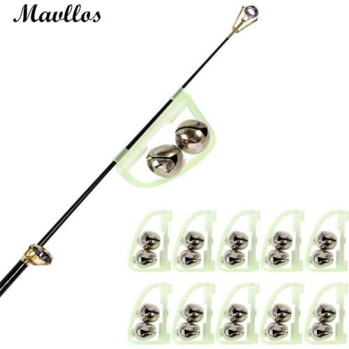 Mavllos 10pcs/lot Luminous Carp Fishing Bite Alarm Set Sound Indicator Fishing Rod Bells Rod Clamp Tip Clip Fishing Accessories