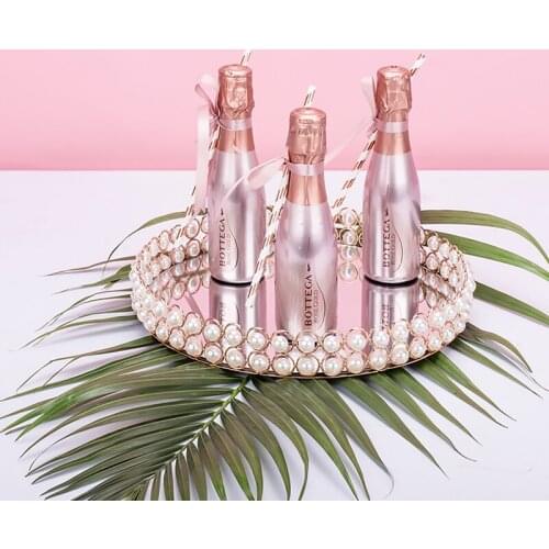 Metal Pearl Tray Mirror Plate Cake Stand Desktop Decoration round tray