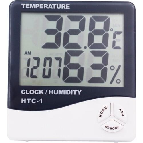HTC-1 Digital Thermometer Hygrometer Electronic Alarm Clock Temperature Humidity Meter Indoor Room Weather Station 30%Off
