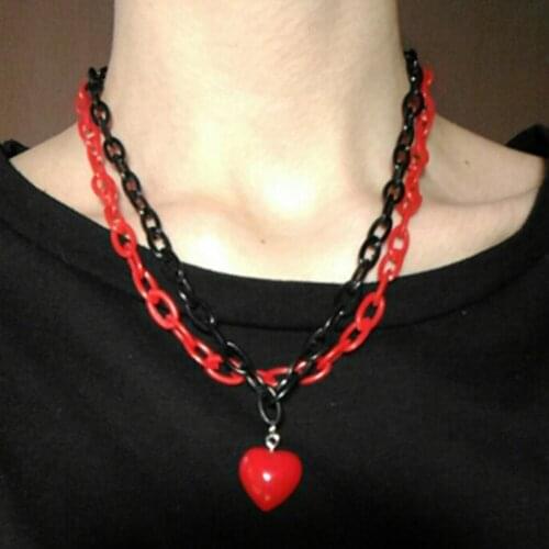 Fashion Popular Cute Candy Color Heart-shape Pendant Necklace Acrylic Chain Necklace For Party Women Girls Jewelry Gift