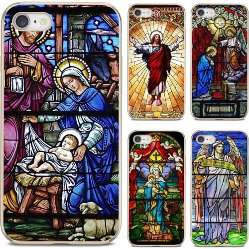 For Samsung Galaxy A9 A8 Star Lite A3 A5 A7 A6 Plus 2018 2015 2016 2017 Soft Cover Jesus church Religious stained glass