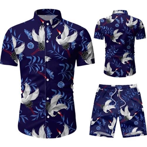 2021 Summer New Fashion European Size Mens Casual Suit Floral Shirt Shorts Set Men Plus Size Clothing for Men 3xl