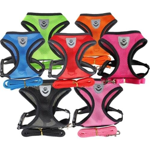 Adjustable Cat Dog Rabbit Harness Vest Walking Lead Leash Puppy Dogs Collar Polyester Harness For Small Medium Dog Cat Pet