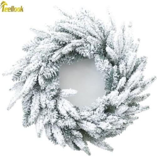 Teellook 30cm45cm60cmPE+PVC material falling snow Christmas wreath Christmas door shopping mall hotel decoration pendant
