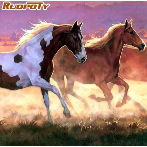 RUOPOTY 60x75cm Frame Diy Painting By Numbers Kits Running Horse Animal Acrylic Wall Art Home Decors Coloring By Numbers