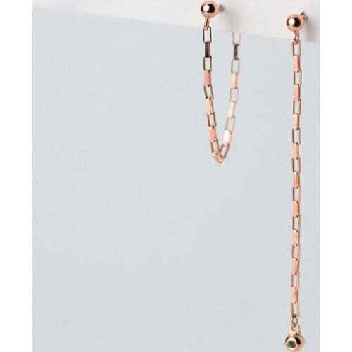 Real 925 Sterling Silver Dangle Earrings for Women Teen Girls Link Chains Simpe Korean Drop Earings Trend Jewelry 2021