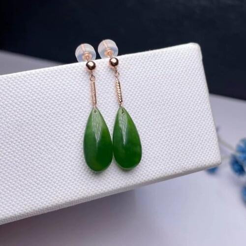 SHILOVEM 18k yellow gold real Natural Jasper drop earring classic fine Jewelry women wedding gift 8*18mm new myme08185542hby