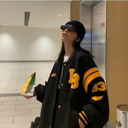 2021 Thick Sweater Student Baseball Uniform Tide Jacket Female Autumn And Winter New Korean Version Of Loose Plus Velvet