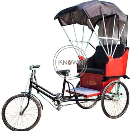 Adult Passenger Cargo Carrier Bike Tourist Passenger Car Human Power Rickshaw Tricycle with Pedals