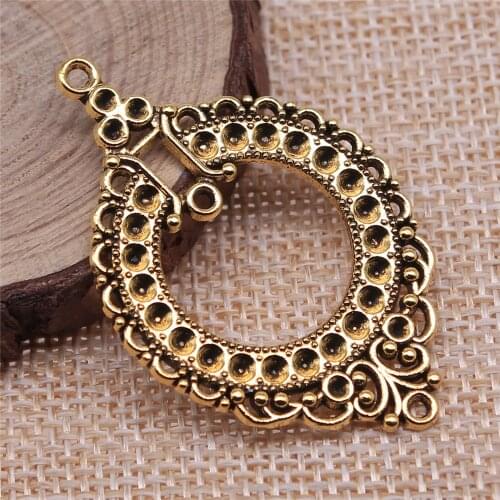 WYSIWYG 4pcs 49x31mm Antique Gold Color Earring Connector For Jewelry Making DIY Jewelry Findings