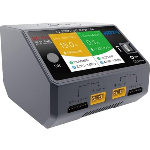 HOTA D6 Pro AC 200W DC 650W 15A D6 DC 2X325W 2X15 ACharger With Wireless Charging for RC FPV NiZn/Nicd/NiMH Battery