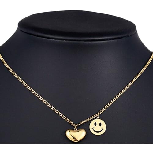 ZHINI Smiley Face Gold Color Handmade Choker Necklaces for Women Simple Clavicle Chain Necklace Wedding Fashion Jewelry 2021