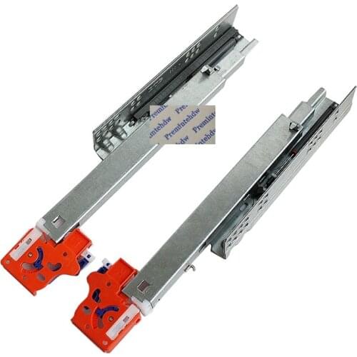 1Pair 20" 22" 24" Long Full Extension 3-fold Under Mount Soft Close Oil Damper Furniture Drawer Slide Front Plastic Clip DTC