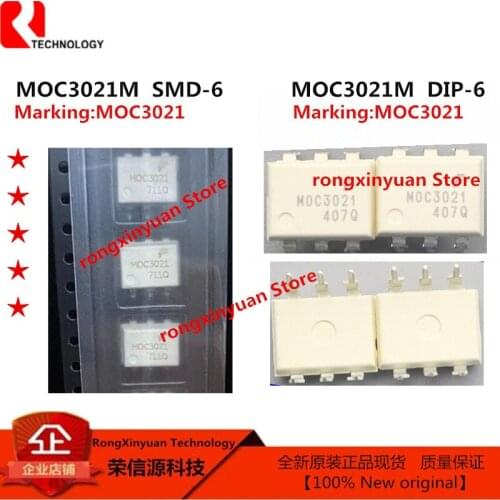10 pcs/lot MOC3021M MOC3021 DIP-6 SMD-6 SOP-6 400V RANDOM-PHASE OPTOISOLATORS TRIAC DRIVER OUTPUT Original New 100% quality