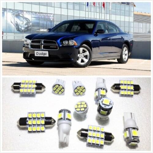 11 set White LED Lights Interior Package 10 & 36mm&39mm Map Dome For Dodge Charger Journey Avenger Caliber 2000-2017