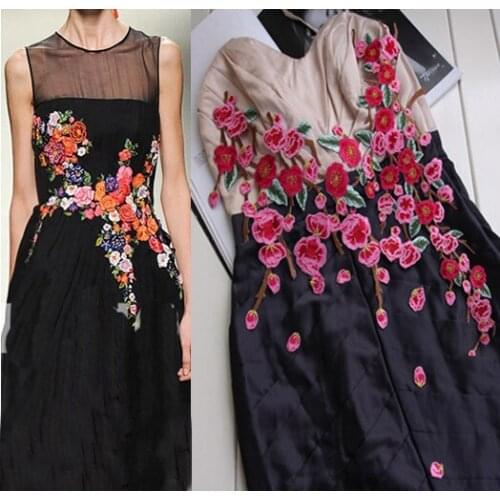 2 Piece/ lot Embroidery lace fabric peach blossom clothes decoration applique patch stickers clothes diy accessories adhesive