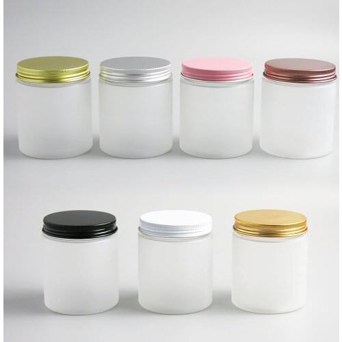 24 x 250g Empty Frost Cosmetic Cream Containers Cream Jars 250cc 250ml for Cosmetics Packaging Plastic Bottles With Metal Lids