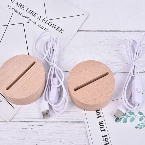 3D Wooden Lamp Base LED Table Night Light Base For Acrylic Warm White Lamp Holder Lighting Accessories Assembled Base 2021 USB