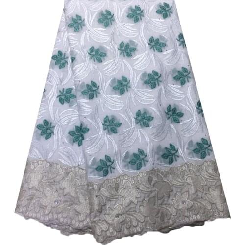 African Lace Fabric 2021 High Quality Lace Pure VPL11722 Cotton Embroidery Nigerian Lace Fabric With Stones For Wedding Dress