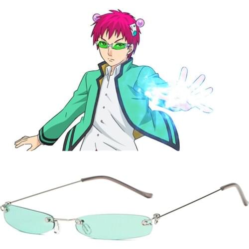 Anime The Disastrous Life Of Saiki K. Cosplay Props Saiki Kusuo Glasses Green Lens Sunglasses Small Frame Daily Cos Fashion