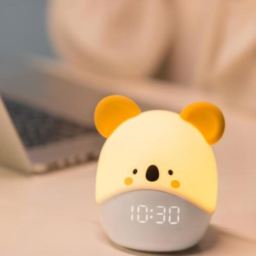 Alarm Clock Night Light Cute Cartoon USB Charging Digital Electronic Alarm Clock Bedside Clock Childrens Sleep Wake Up Trainier