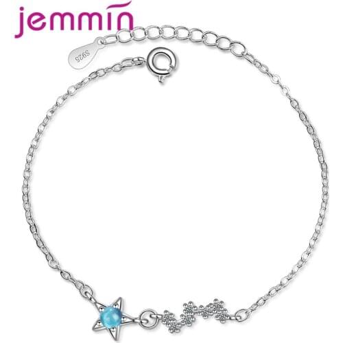 Fast Dispatch Women/Girls Sweet Small Blue Crystal Ball Pendant 925 Sterling Silver Bracelet For Wedding/Engagement Party