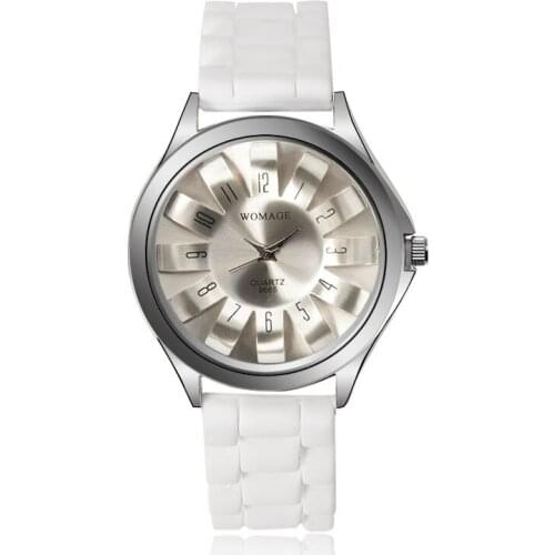 WOMAGE Womens Watches Fashion Design Floral Chrysanthemum Watches Rubber Jelly Band Wtach Women Dress Watches Relogio Feminino