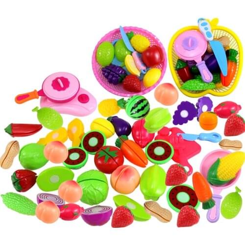 DIY Pretend Play Toy Cut Fruit Vegetables Set Cooking Food Plastic Kitchen Educational Classic Toys For Children Kids Baby