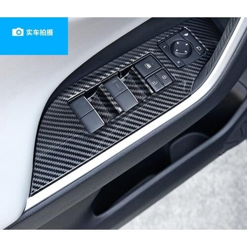 For Toyota Rav 4 Rav4 5 Gen LHD2019-2021 Inner Door Armrest Window Lift Switch Button Panel Cover Stainless Steel Trim Sticker