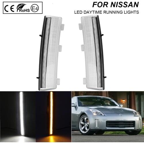 2pcs Clear LED Daytime running light (white) LED Turn Signal light(Amber) 2-in-1 function For Nissan 350Z/Z33 06-09