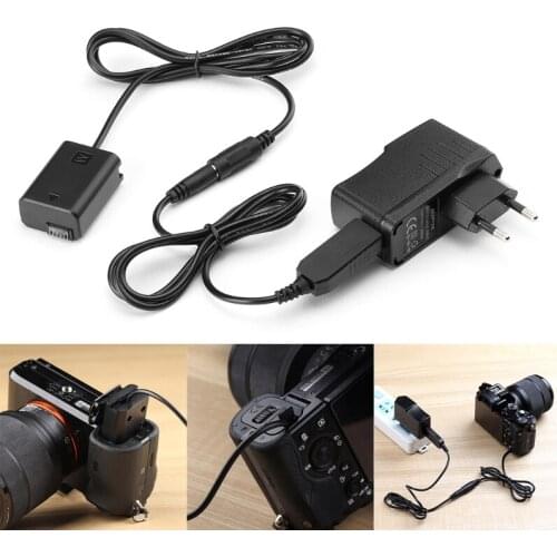 NP-FW50 Dummy Battery Eliminator + 5V 3A EU USB Power Adapter for -Sony Cameras