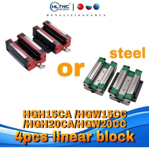China and Russia Spain 4 pcs HGH15CA /HGW15CC /HGH20CA/HGW20CC linear block linear bearing for linear rails CNC