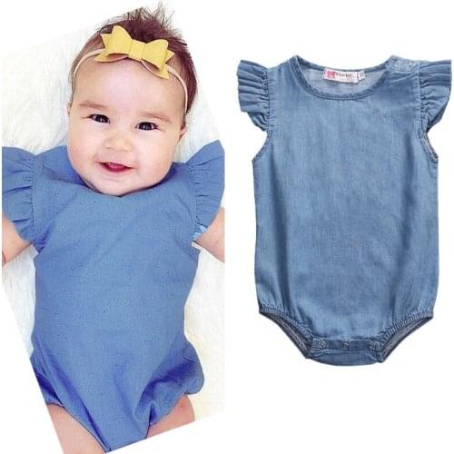 Newborn Toddler Infant Baby Girl Cotton Blend Fashion Solid Romper Jumpsuit Sunsuit Clothes Outfit 0-24M