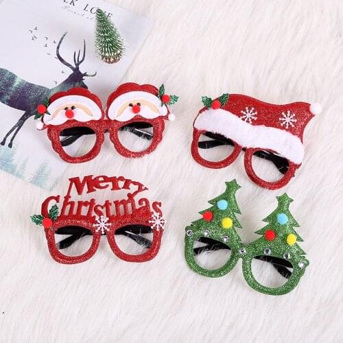 2021 Hot 1Pc Elk Christmas Glasses Santa Claus Tree Plastic Glasses Party Photo Props Christmas Decoration for Home Wholesale
