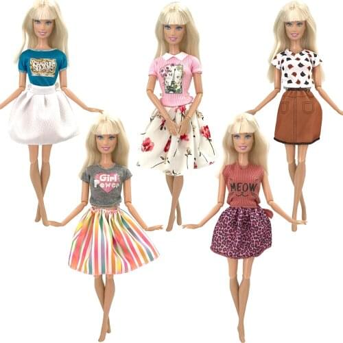 NK 5 Pcs /Set Doll Dress Fashion Skirt Casual Wear Handmade Girl Clothes For Barbie Doll Accessories DIY Toys Doll Gift 6X