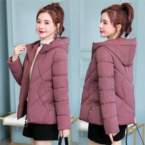 2021 New Fashion Womens Winter Jacket Parkas Female Coat Down Cotton Jacket Short Outwear Hooded Basic Jacket Women Coat Mujer
