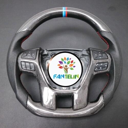 Cuatomized Carbon Fiber Steering Wheel Alcantara Leather Replacement For Ford Explorer Everest 2015-2019