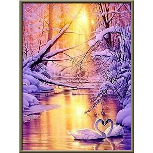 Landscape Tree DIY Embroidery Cross Stitch 11CT Kits Needlework Craft Set Printed Canvas Cotton Thread Home Design